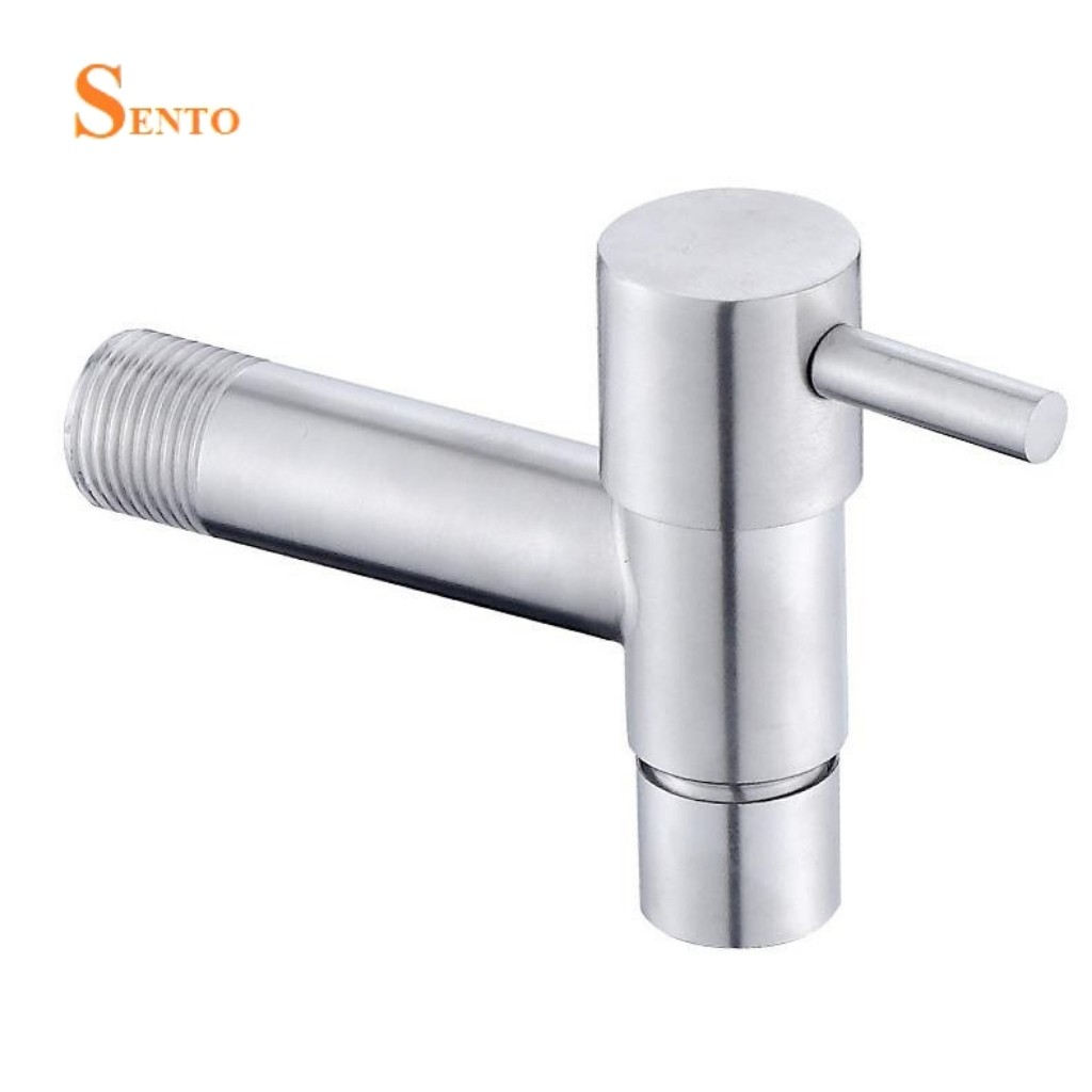 Vòi Nước, Vòi Hồ Vòi Xả Lạnh Gắn Tường SENTO Chất Liệu Inox 304 Có Lưới Tạo Bọt Chống Bắn