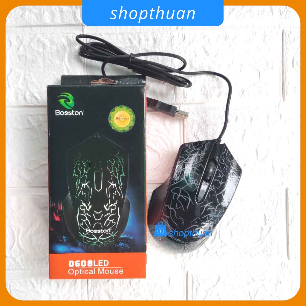 Chuột có dây Bosston D608 LED USB , đèn led chuyển màu