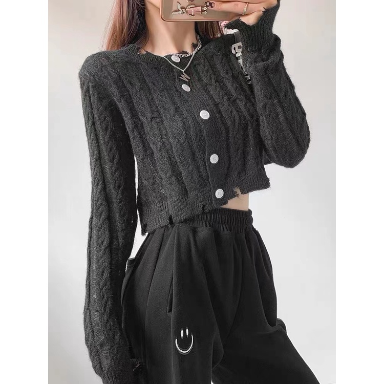 Áo Khoác Cardigan Dệt Kim Dáng Ngắn Phong Cách Hàn Quốc Thời Trang Thu Đông Cho Nữ