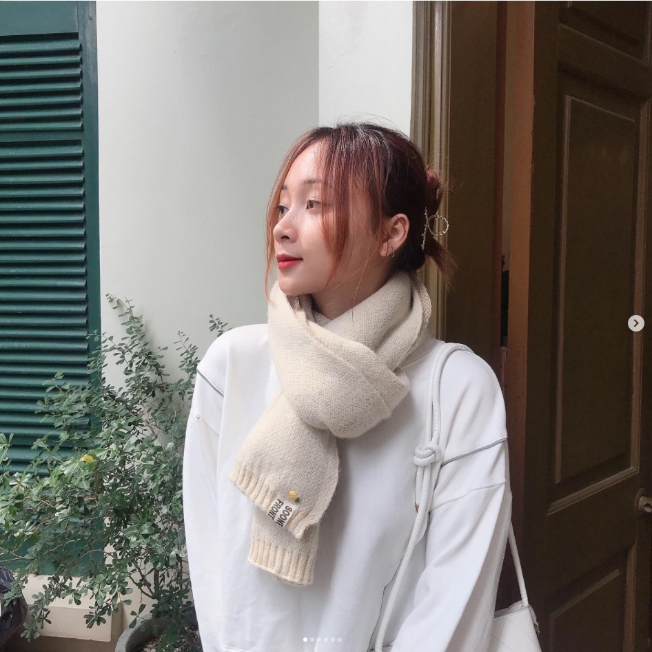 Khăn quàng cổ len lông trơn hình quả dứa nhiều màu thời trang khăn len mùa đông