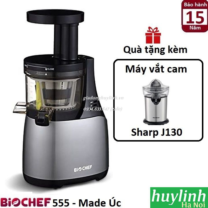 Máy ép chậm BioChef 555 - Tặng vắt cam Sharp J130 - Made in Úc