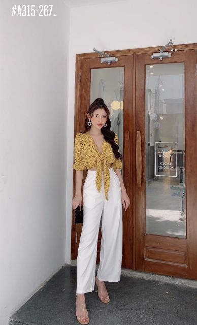 Áo crop cột nơ