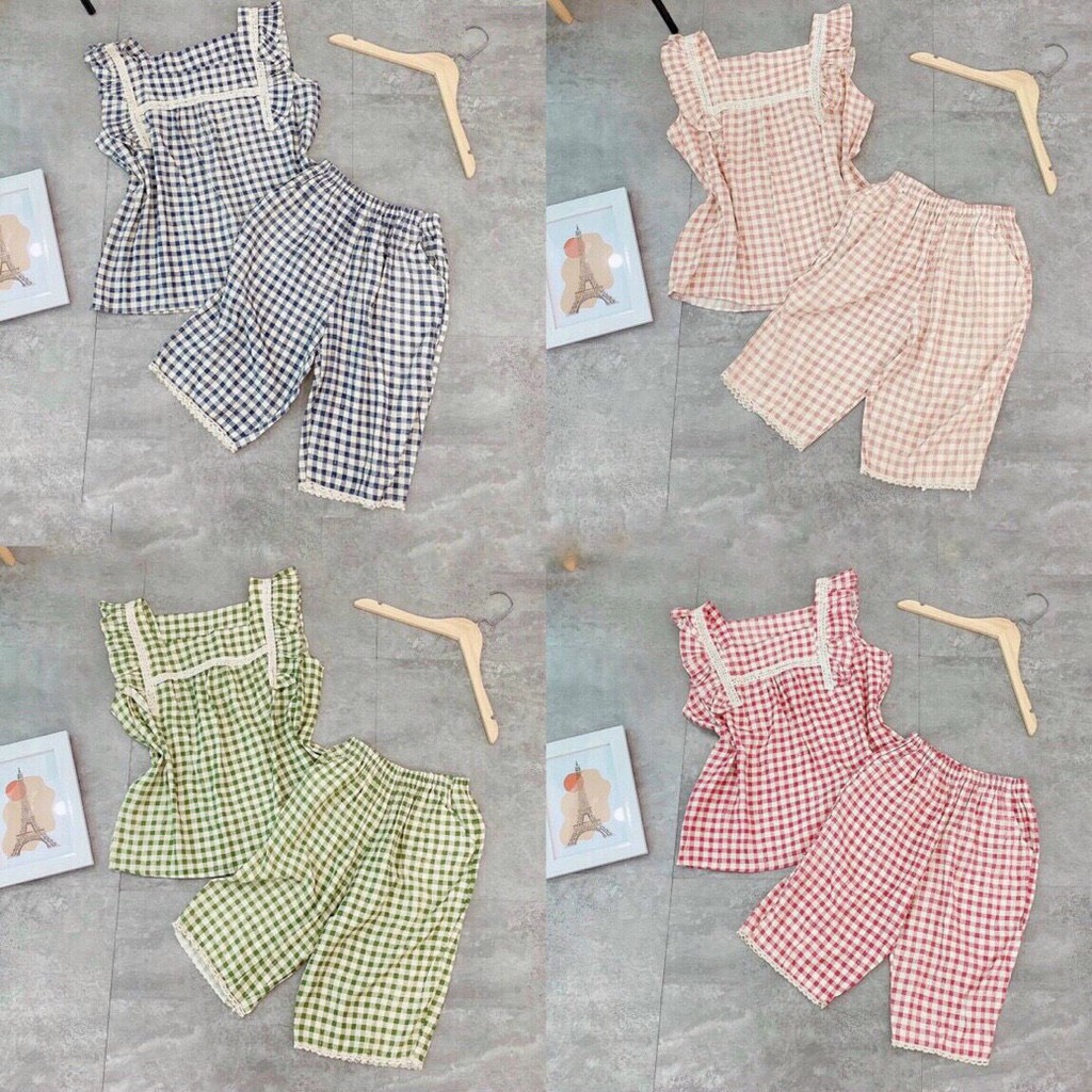 Đồ Bộ Lửng Mặc Nhà Caro Chất Đũi Lạnh Mềm Mát Có Size | BigBuy360 - bigbuy360.vn