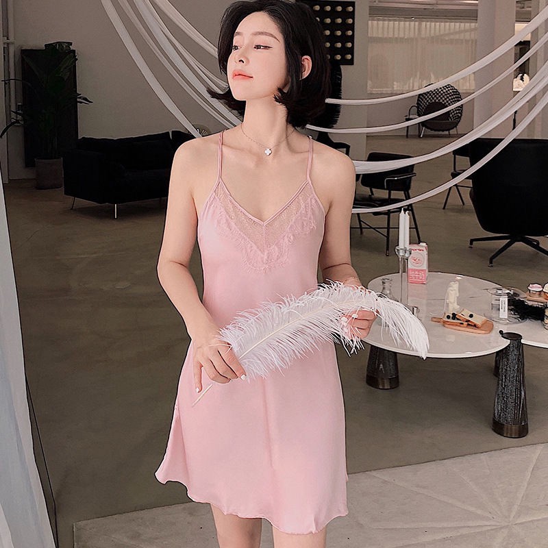 Đầm Ngủ Hai Dây Phối Ren Gợi Cảm Cho Nữ