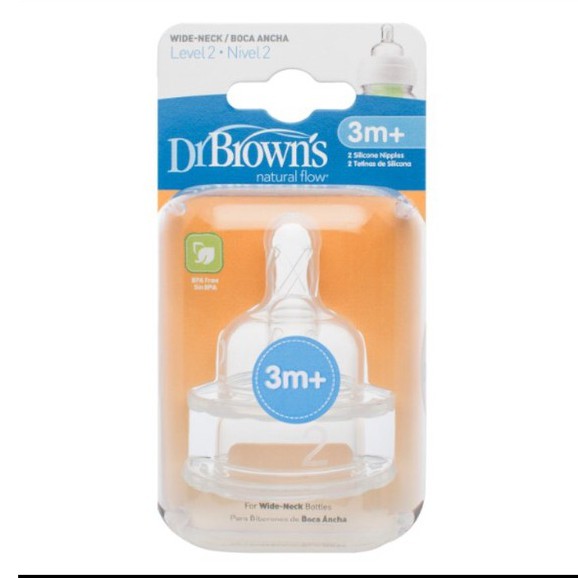 Set 2 núm ty cổ rộng Dr.Brown's