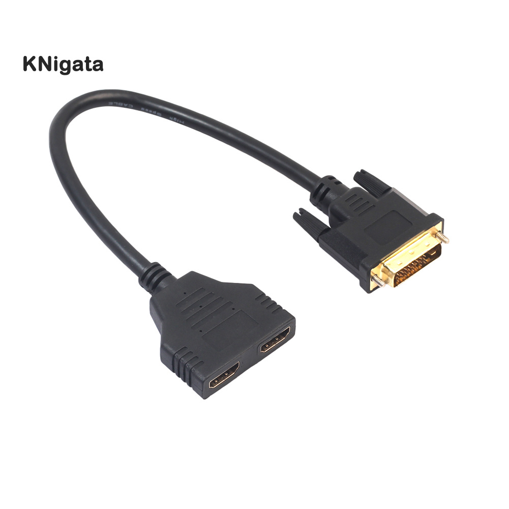 {KNK} Dual HDMI-compatible Female to DVI 24+1 Male Adapter Cable Bi-Directional Converter Wire