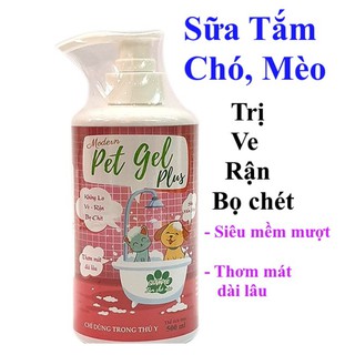 Sữa tắm chó mèo thú cưng Modern Pet Gel Plus 500ml ve rận, mượt lông, rụng lông bao thơm