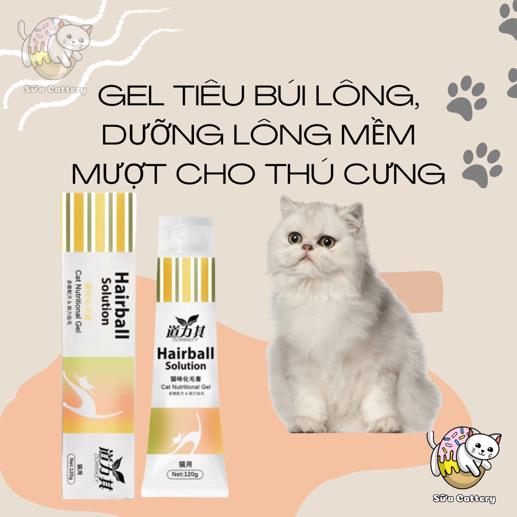 Gel dinh dưỡng cho chó mèo Borammy dưỡng lông thú cưng mềm mượt ,sáng mắt hơn - tuýp 120g