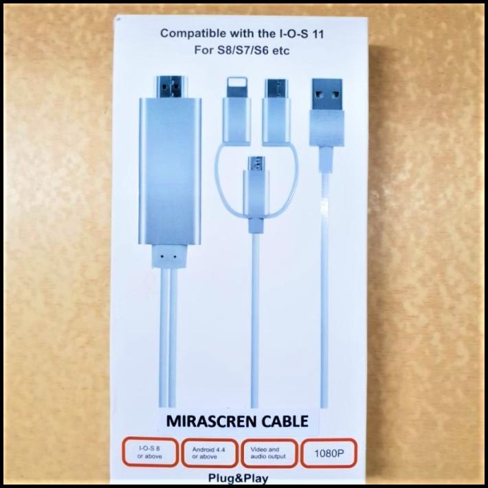 Dây Cáp Mhl 3 Trong 1 Dành Cho Điện Thoại Di Động Sang Tv Mirascreen Android Ios Sang Tv Hdmi Via