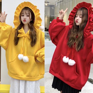 Hàng Mới Về Áo Hoodie Dày Dặn Tay Dài Phong Cách Hàn Quốc Dễ Thương Cho Nữ