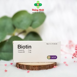 Viên uống Biotin 5mg hỗ trợ kích thích mọc tóc, móng MDP hộp 20 viên