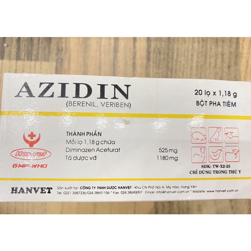 1 lọ AZIDIN 2.36g dùng trâu bò lợn chó