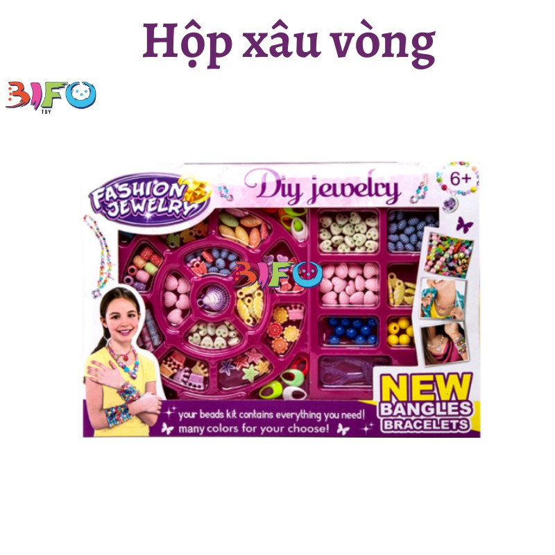 Hộp xâu vòng hạt cườm bộ đầy đủ loại đẹp cho bé