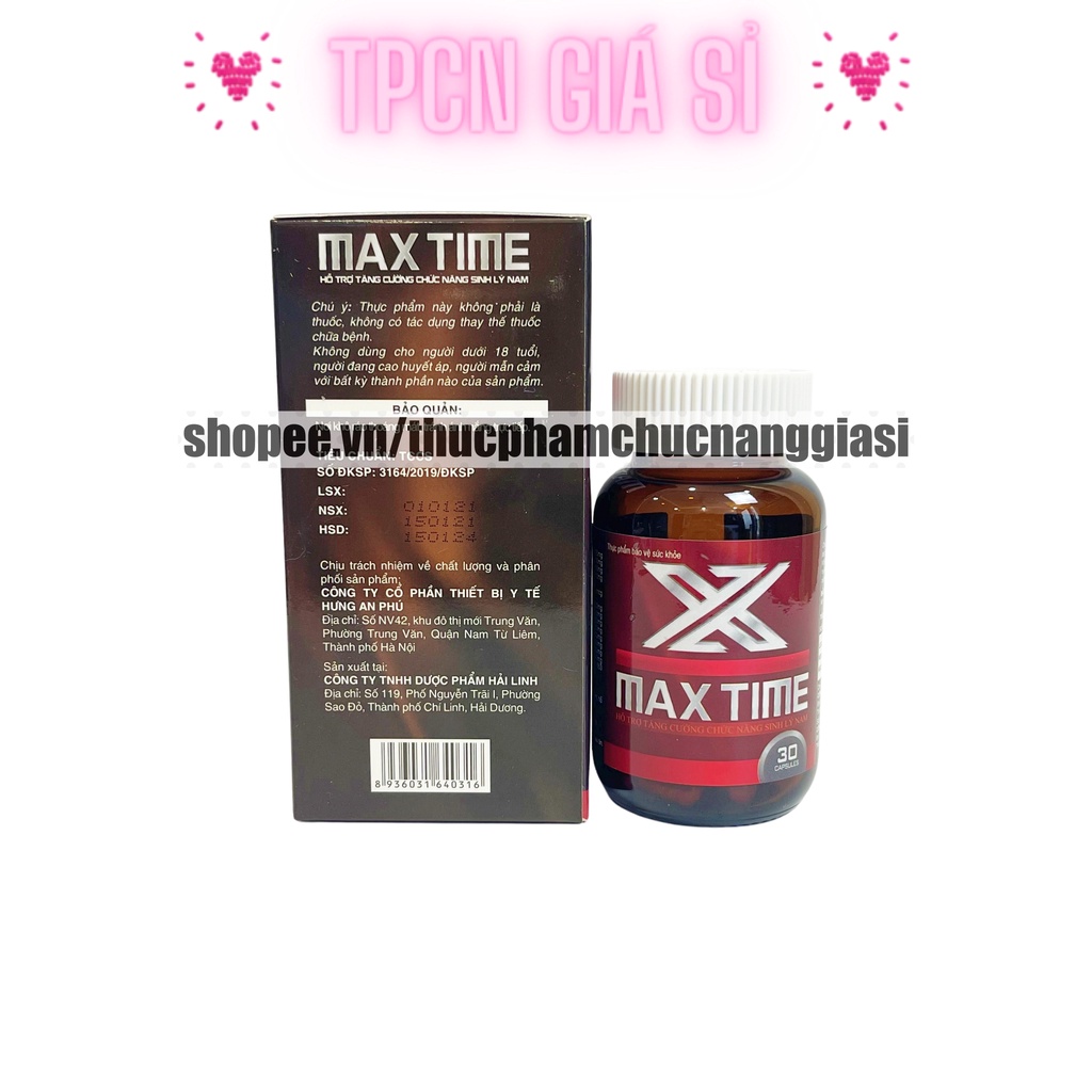 Viên uống hảu biển MAXTIME hỗ trợ trăng cường sinh lý, giảm xuất tính sớm, kéo dài thời gian quan hệ - Hộp 30 viên