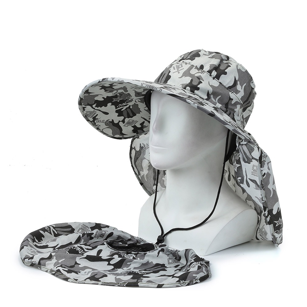 Mũ Rộng Vành Chống Nắng Bằng Vải Cotton Họa Tiết Rằn Ri Thoáng Khí Có Thể Tháo Rời Tiện Dụng Cho Nam Và Nữ