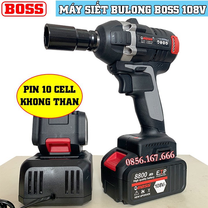 Máy siết bulong, mở bu lông, vặn ốc BOSS - Không chổi than - 2 Pin