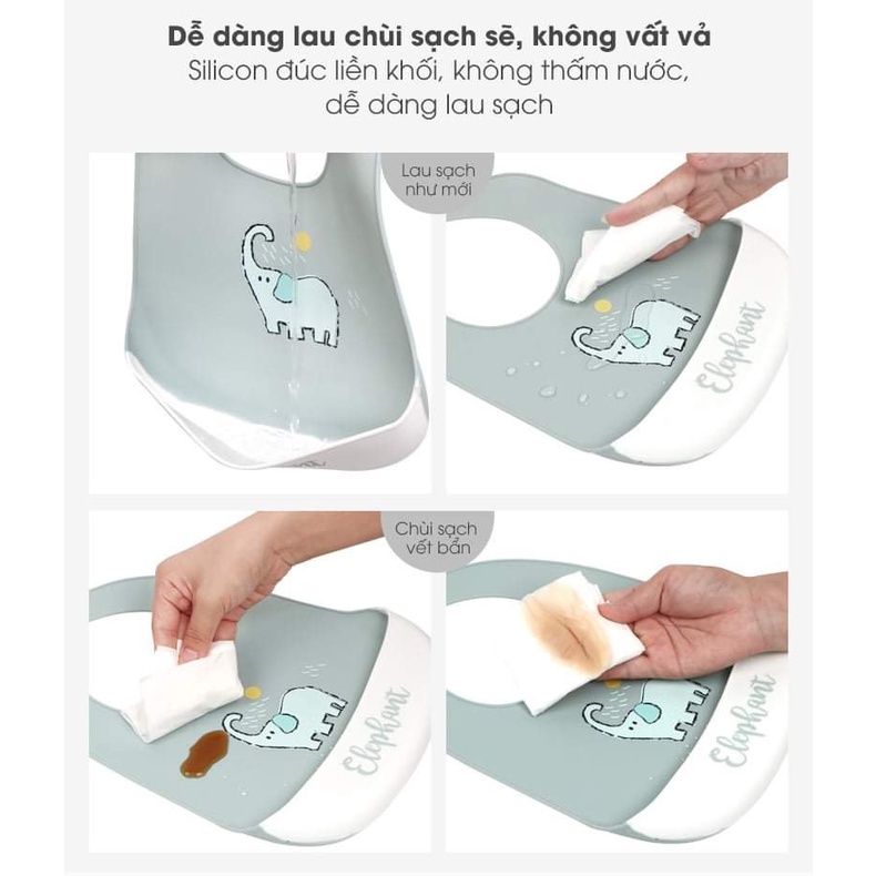 Yếm máng ăn dặm silicon siêu mềm cho bé phân phối chính hãng Bonbon Mart