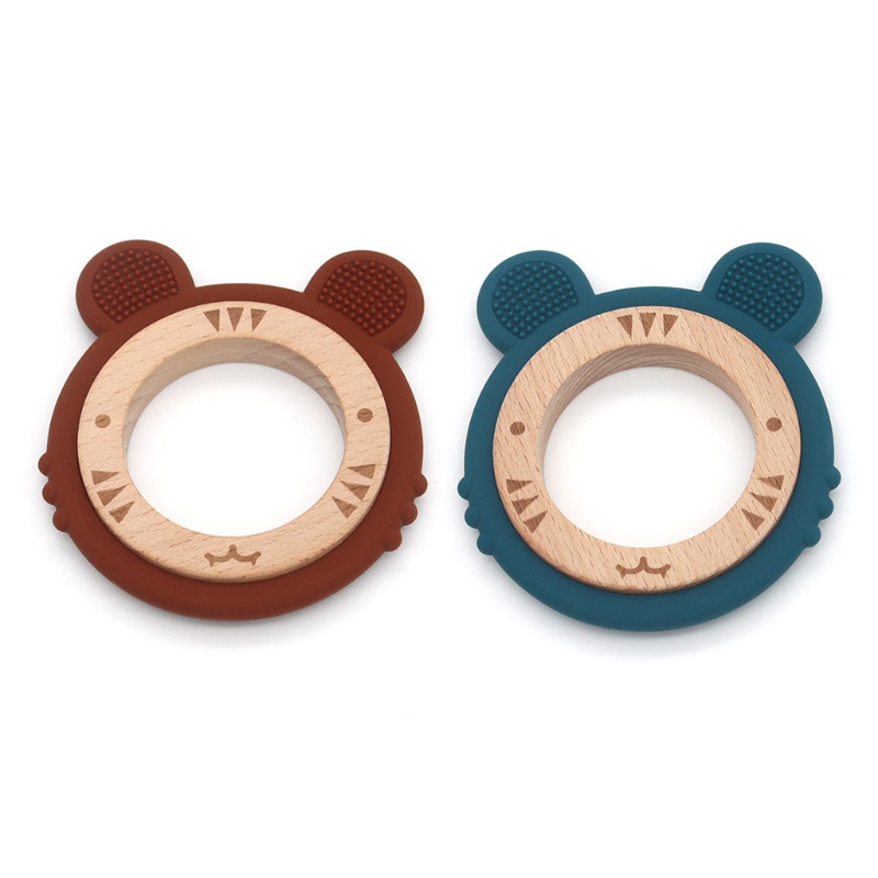 Vòng Đồ Chơi Ngậm Mọc Răng Bằng Silicon Hình Tai Hổ Hoạt Hình Dễ Thương Cho Bé Sơ Sinh