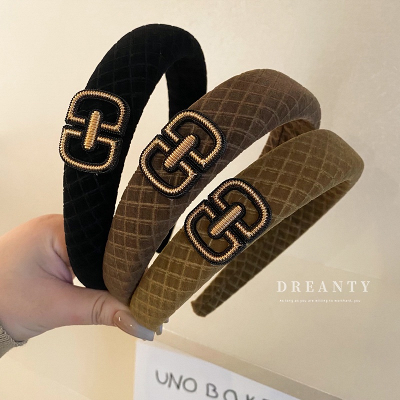 Băng Đô Cài Tóc Bằng Vải Nhung Họa Tiết Đầu Lâu Kẻ Sọc In Chữ Phong Cách Retro Đơn Giản Thời Trang Thu Đông Mới Dành Cho Bạn