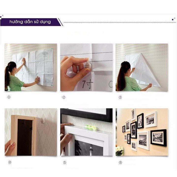 Combo khung hình treo tường KA020.1  khổ lớn + TẶNG phụ kiện đinh móc sơ đồ ko cần khoan tường