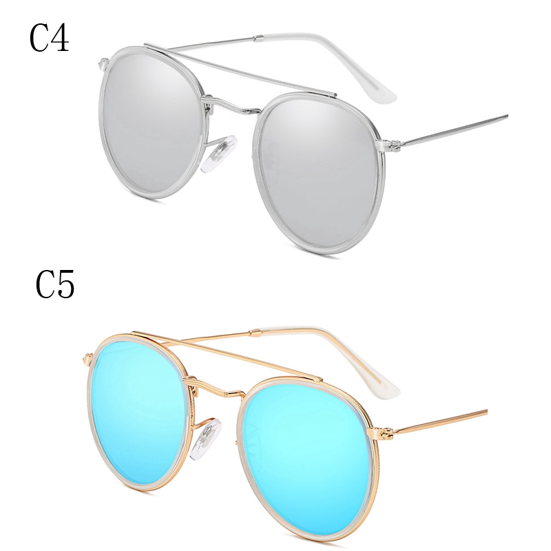 Kính mát phân cực khung tròn kim loại thời trang Âu Mỹ cổ điển