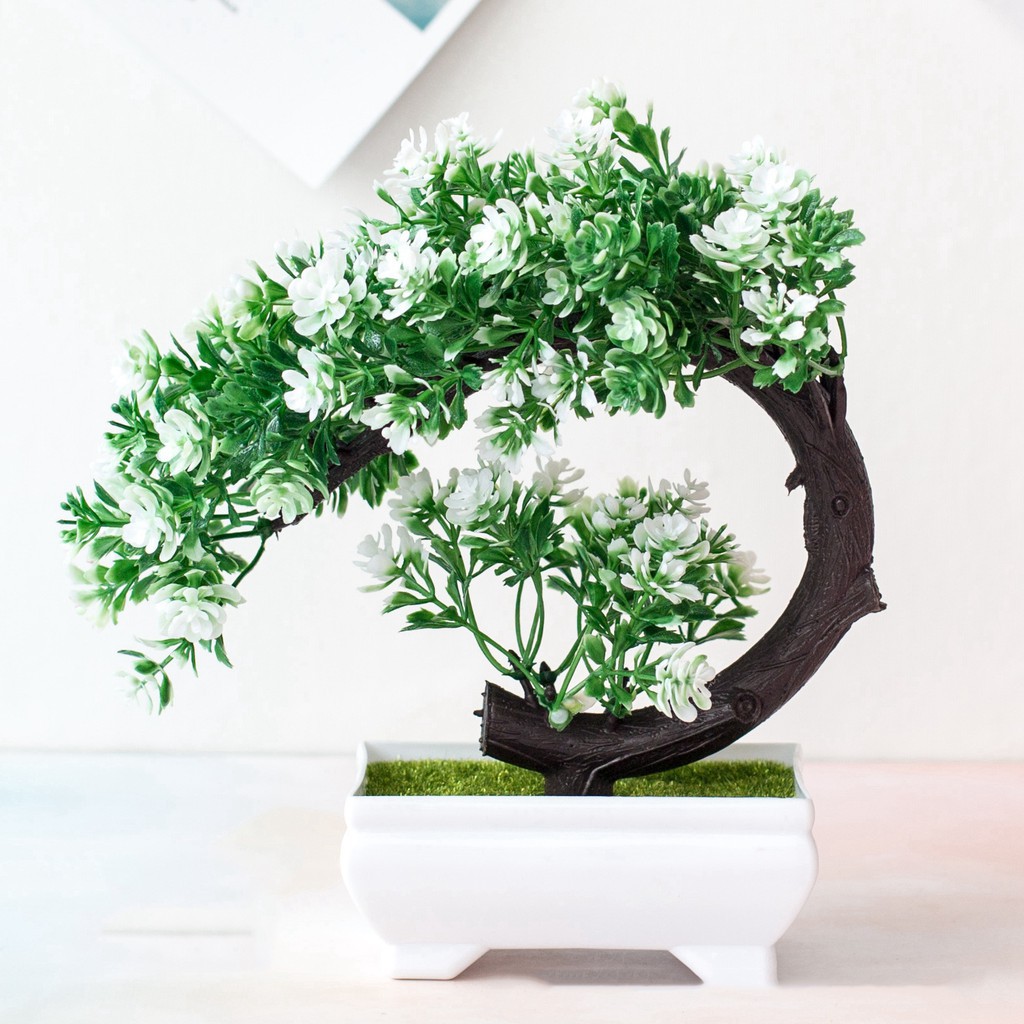 CÂY GIẢ BONSAI dáng trái tim hoa NGÂU ĐIỂM -  Chậu cây hoa Phú Quý Cát Tường, trang trí, đề bàn ngày Tết sum vầy