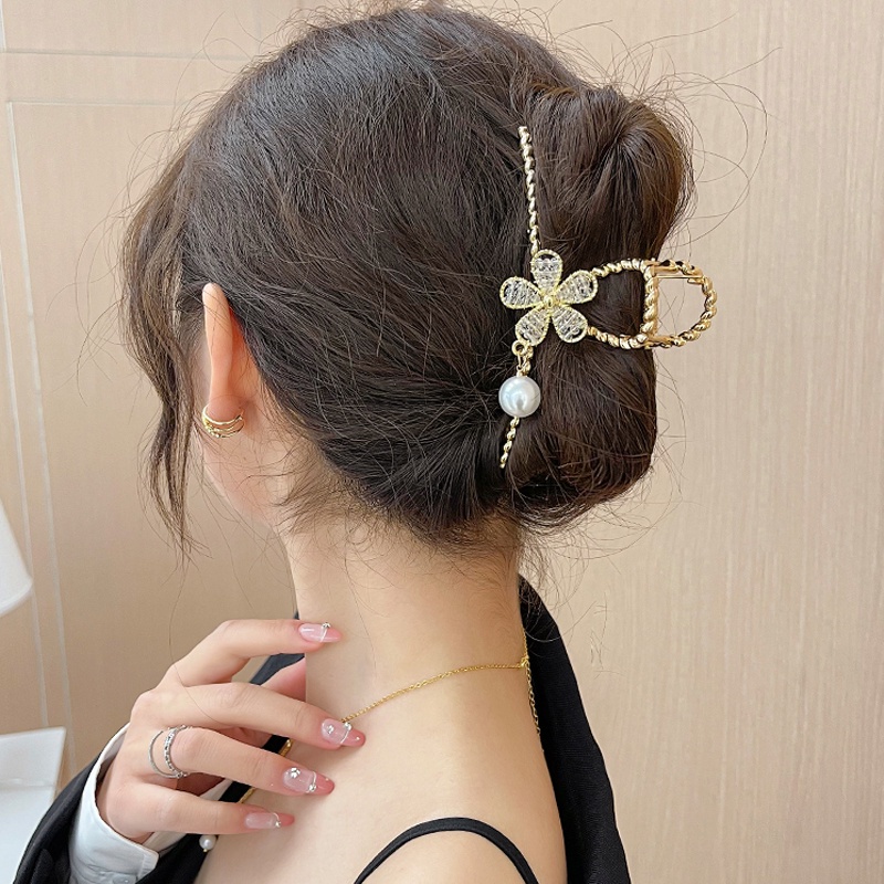 Kẹp Tóc Hình Hoa Bằng Hợp Kim Cỡ Lớn Phong Cách Mới Cho Nữ