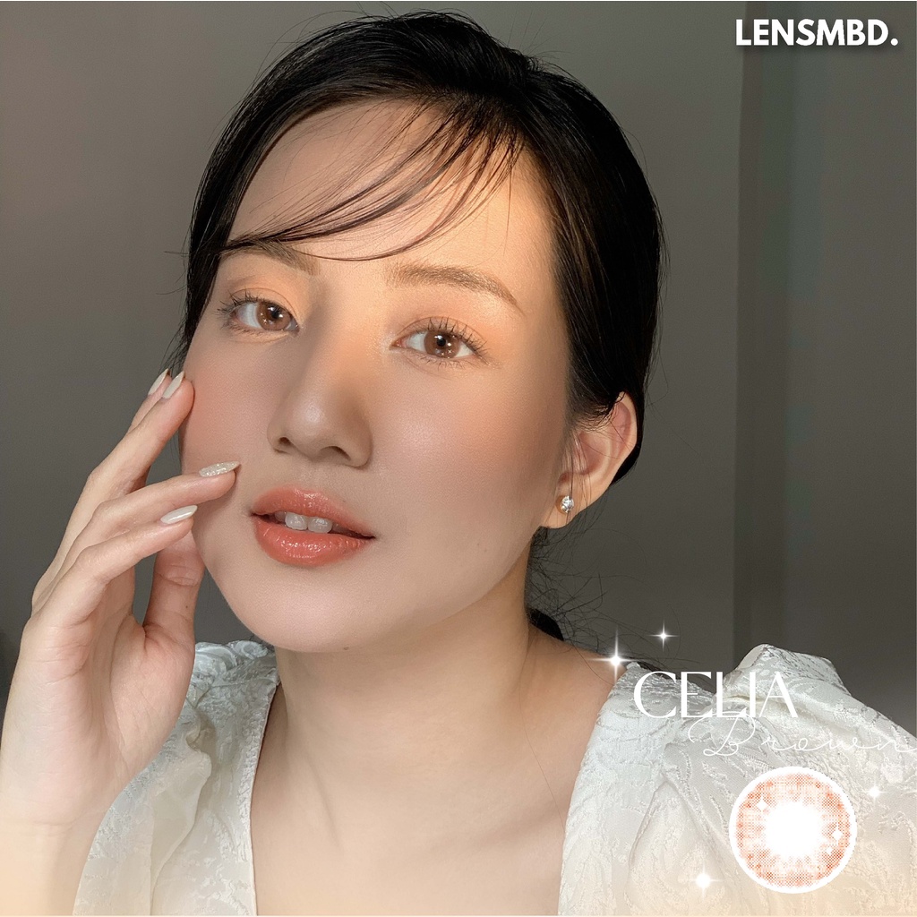 LENS KÍNH ÁP TRÒNG NỘI ĐỊA TRUNG MÀU NÂU MIX ÁNH SAO CELIA BROWN DOUYIN.CONTACTLENS X LENSMBD.