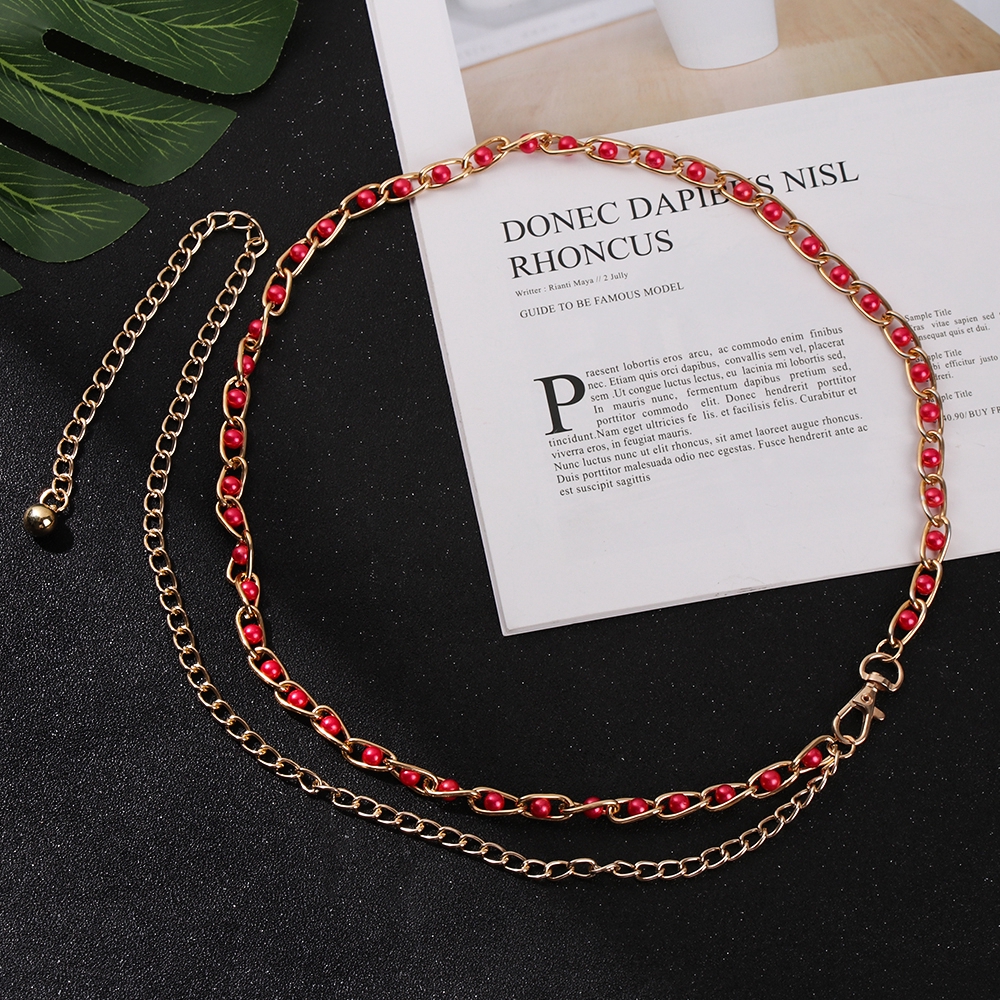 Dây thắt lưng giả ngọc trai thời trang dạng xích dành cho nữ