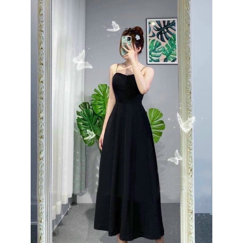 đầm maxi đen hở lưng 3879 | BigBuy360 - bigbuy360.vn