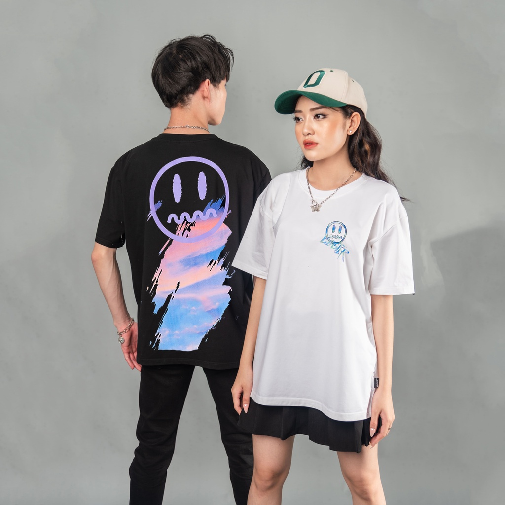 Áo thun tay ngắn oversize in hình mặt cười phong cách hiphop , áo phông nam nữ unisex form rộng local brand Nigust N229