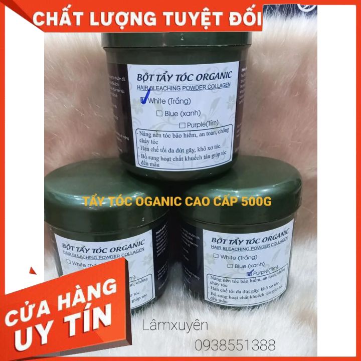 BỘT TẨY TÓC ORGANIC COLLAGEN CAO CẤP 500G  FREESHIP  bột mịn không rát da đầu ít khô sáng đều màu giúp tóc dai và khỏe