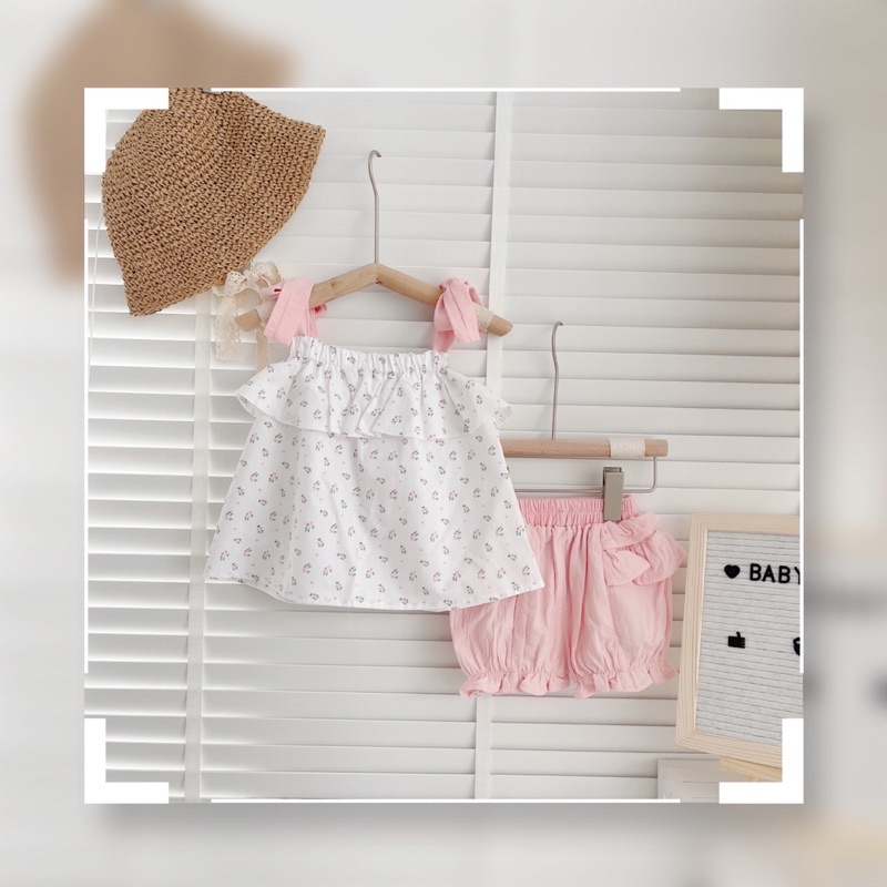 Bộ hai dây buộc nơ cho bé gái 8-23kg (6 tháng-6 tuổi)- chất thô hoa mềm