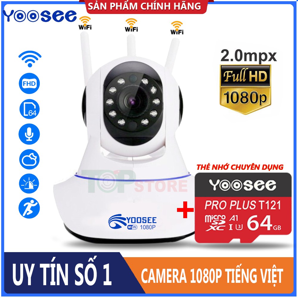 Camera YooSee 3 Râu 1080P FHD Quan Sát Rõ Nét Ngày Đêm