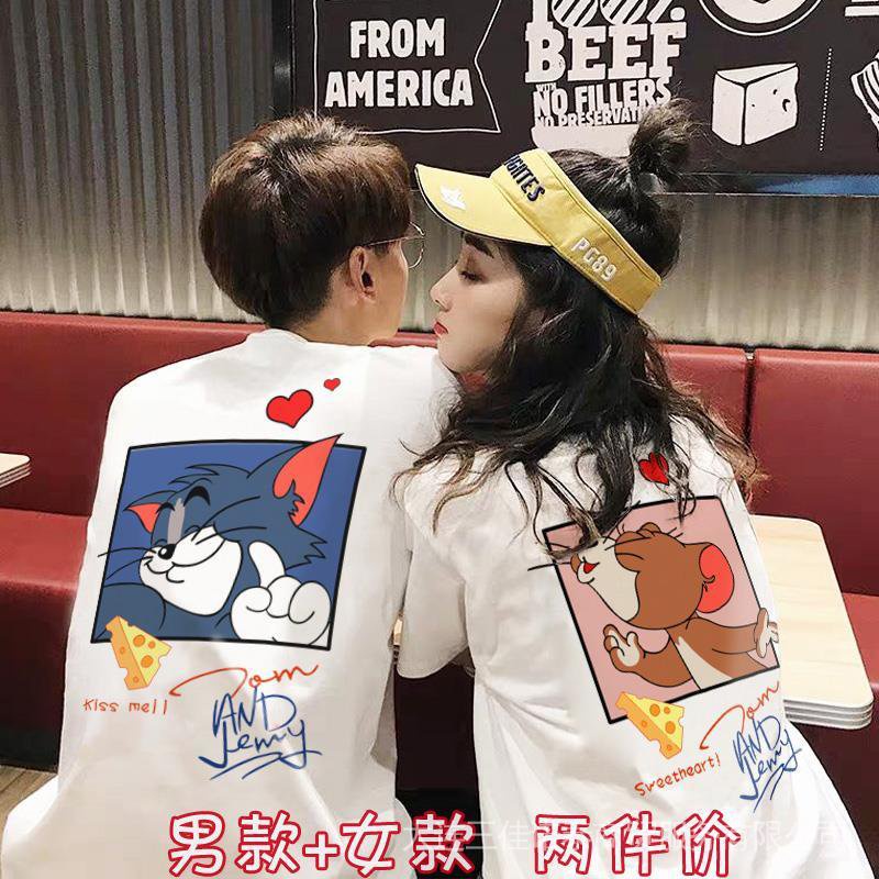 Áo Thun Tay Ngắn In Hình Mèo Và Chuột Thời Trang Mùa Hè Dành Cho Cặp Đôi