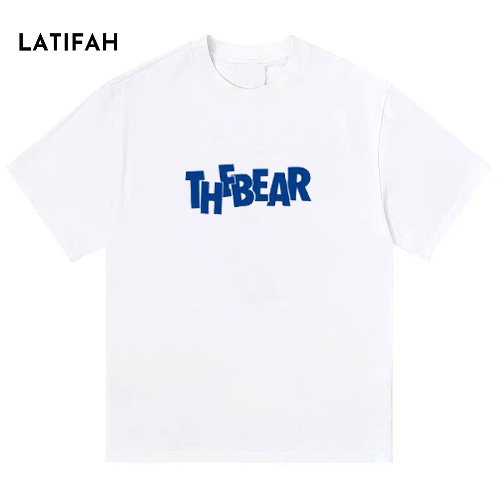 Áo thun unisex tay lỡ Latifah form rộng in chữ THEBEAR AT05 chất vãi dày dặn co giãn 2 chiều