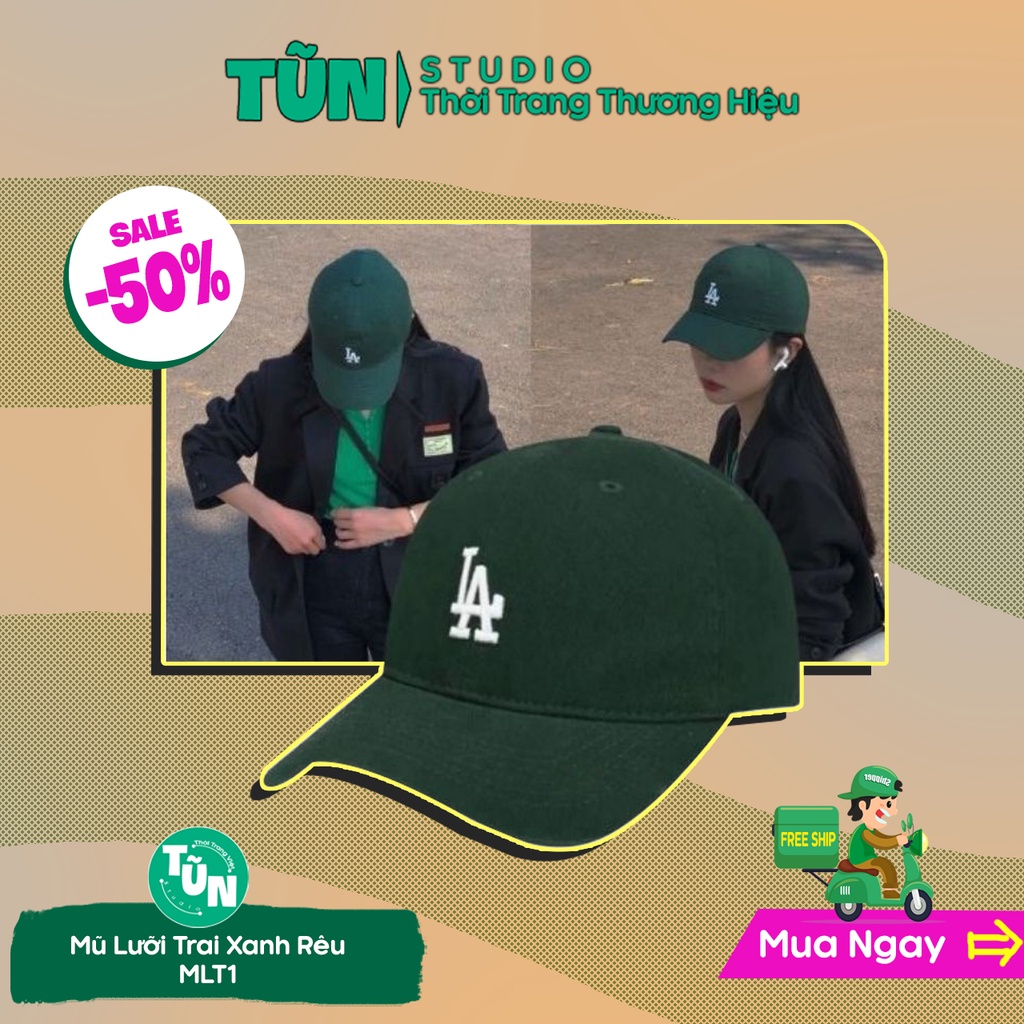 Mũ lưỡi trai Unisex chất liệu vải Kaki,nón lưỡi trai Hàn Quốc màu xanh lá MLT1 Tun Studio