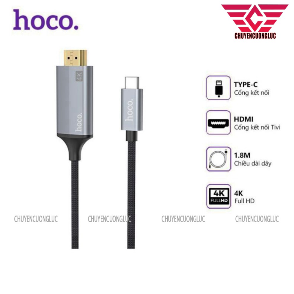 Cáp chuyển Type C sang HDMI hợp kim nhôm siêu bền - Hoco UA13