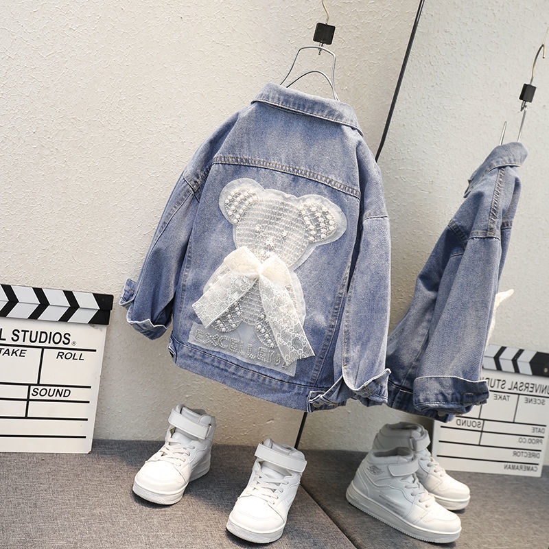 Áo Khoác Cao Bồi Đính Hạt Phong Cách Hàn Quốc Đơn Giản Cá Tính Mùa Xuân Thu Dành Cho Bé Gái