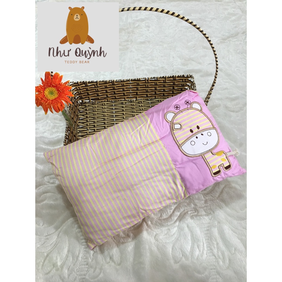 Gối cho bé 2 tuổi đến 10 tuổi, gối massage con bò gối trẻ em cotton 100% vỏ 30x50 cm