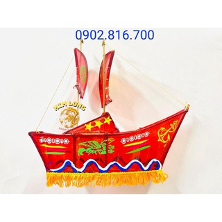 Đồ chơi lồng đèn trung thu truyền thống - Lồng đèn kiếng hình CHIẾC THUYỀN 40cm tặng 10 đèn cầy