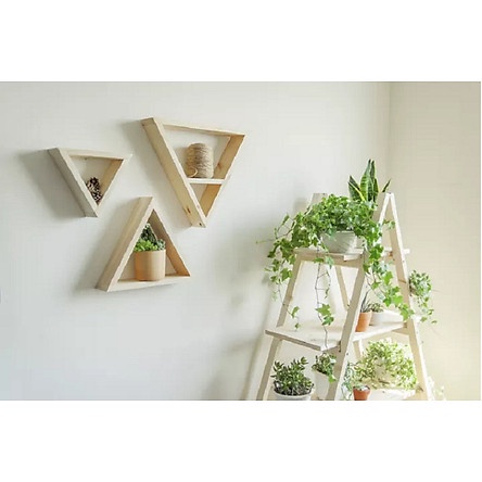 Kệ gỗ treo tường trang trí, kệ gỗ tam giác decor giá rẻ