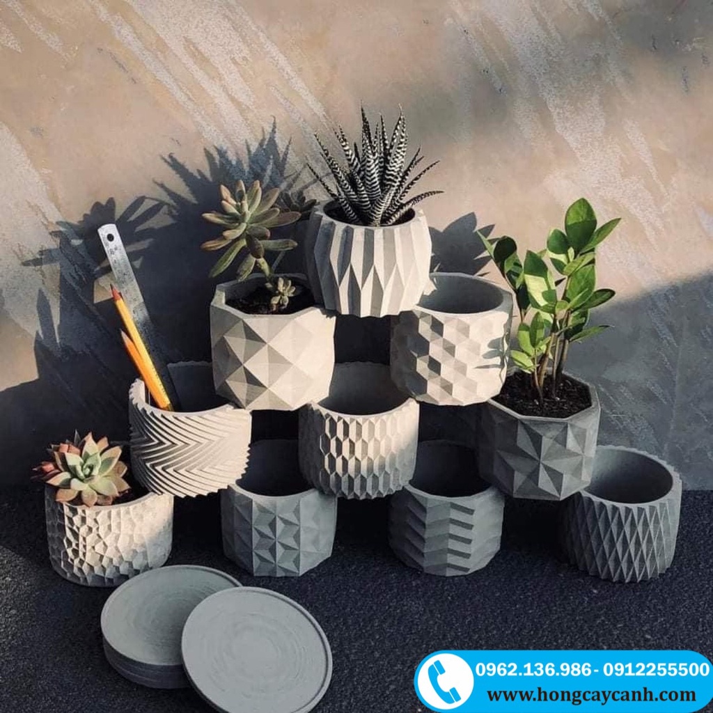 Chậu Xi Măng Mini Cao Cấp II Chậu Mini Để Bàn Các Mẫu Đẹp Độc Lạ Cỡ 11x8cm