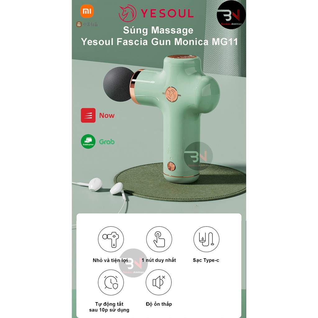 Súng massage Xiaomi Yesoul Fascia Gun Monica MG11 Giảm căng cơ đau mỏi cổ vai gáy