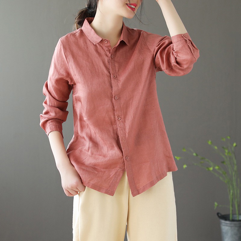 Ice cardigan tops cotton linen long-sleeved shirt linen Japanese original single foreign trade big brand