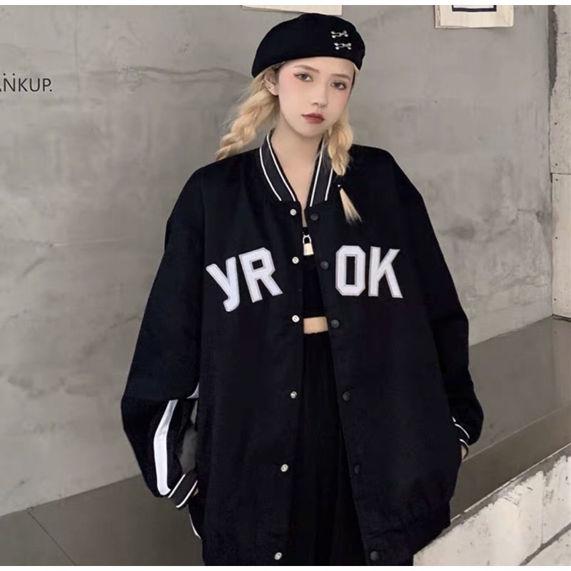 [Có clip áo] Áo bomber- áo bóng chày phối chữ YROK chất kaki shop Jum.closet | BigBuy360 - bigbuy360.vn