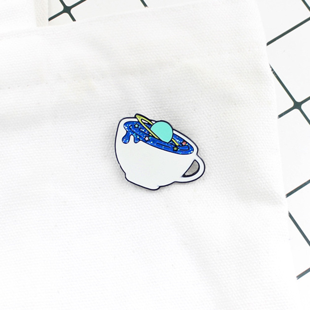 YOML✔Creative Unisex Space Coffee Cup Enamel Brooch Pin Bag Cap Jacket Badge Jewelry