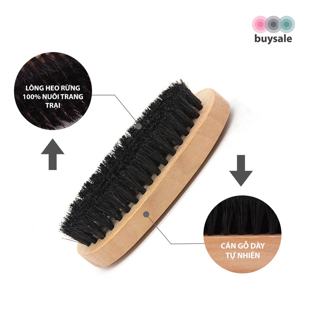 Bàn chải lông heo gỗ sồi phủi bụi tóc dùng trong salon, hỗ trợ đánh xi giày đa năng, tiện ích - Buysales - BSPK254