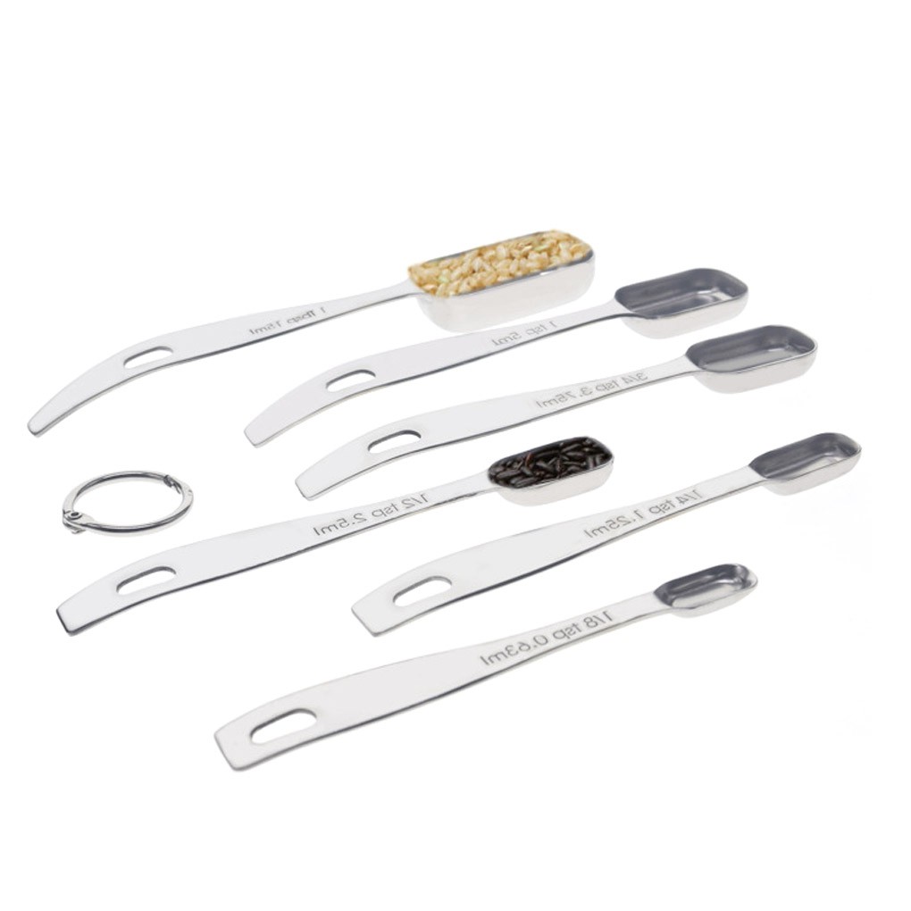 【VOLLTER】 6pcs Measuring Spoons Stainless Steel Baking Sugar Coffee Scoop Dry Liquid Ingredients Cooking Measuring Tool