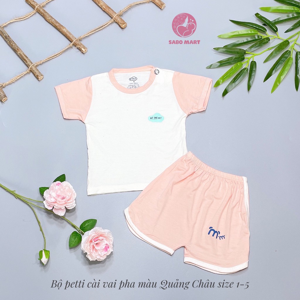 Bộ Cộc Tay Phối Áo Trắng Quần Màu Hi! Mom Kids Chất Đẹp